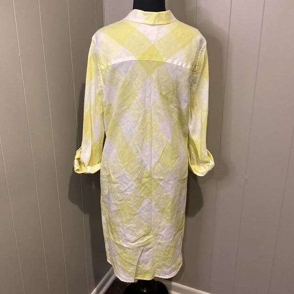 Chico’s 2 Gingham Maxi Shirt Long Sleeve Button Down Checkered Roll Up Sleeve - Picture 7 of 9